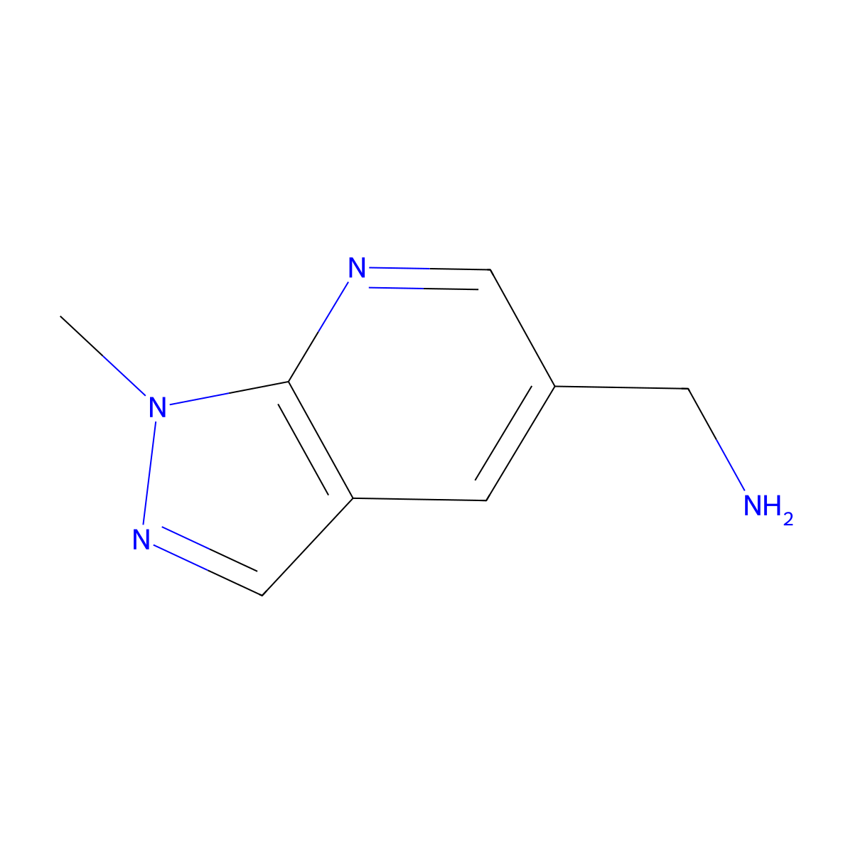 (1-methyl-1H-pyrazolo(3,4-b)pyridin-5-yl)methanamine molecular structure, CAS 1340258-60-7