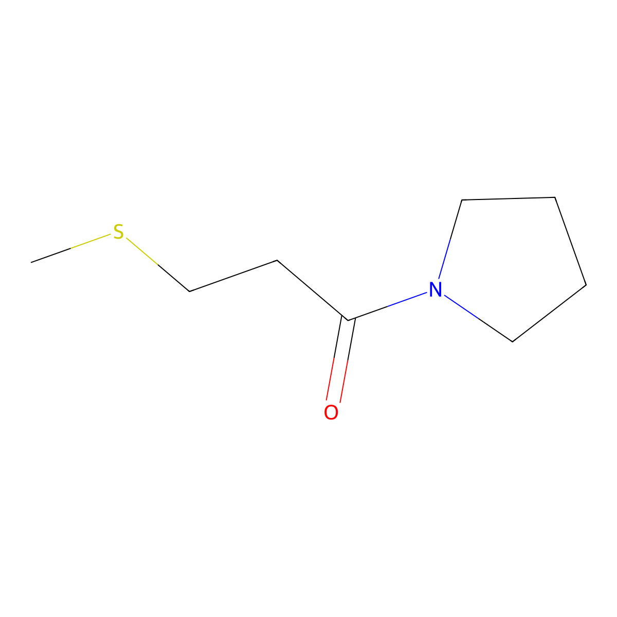 3-(Methylsulfanyl)-1-(pyrrolidin-1-yl)propan-1-one molecular structure, CAS 1340258-78-7