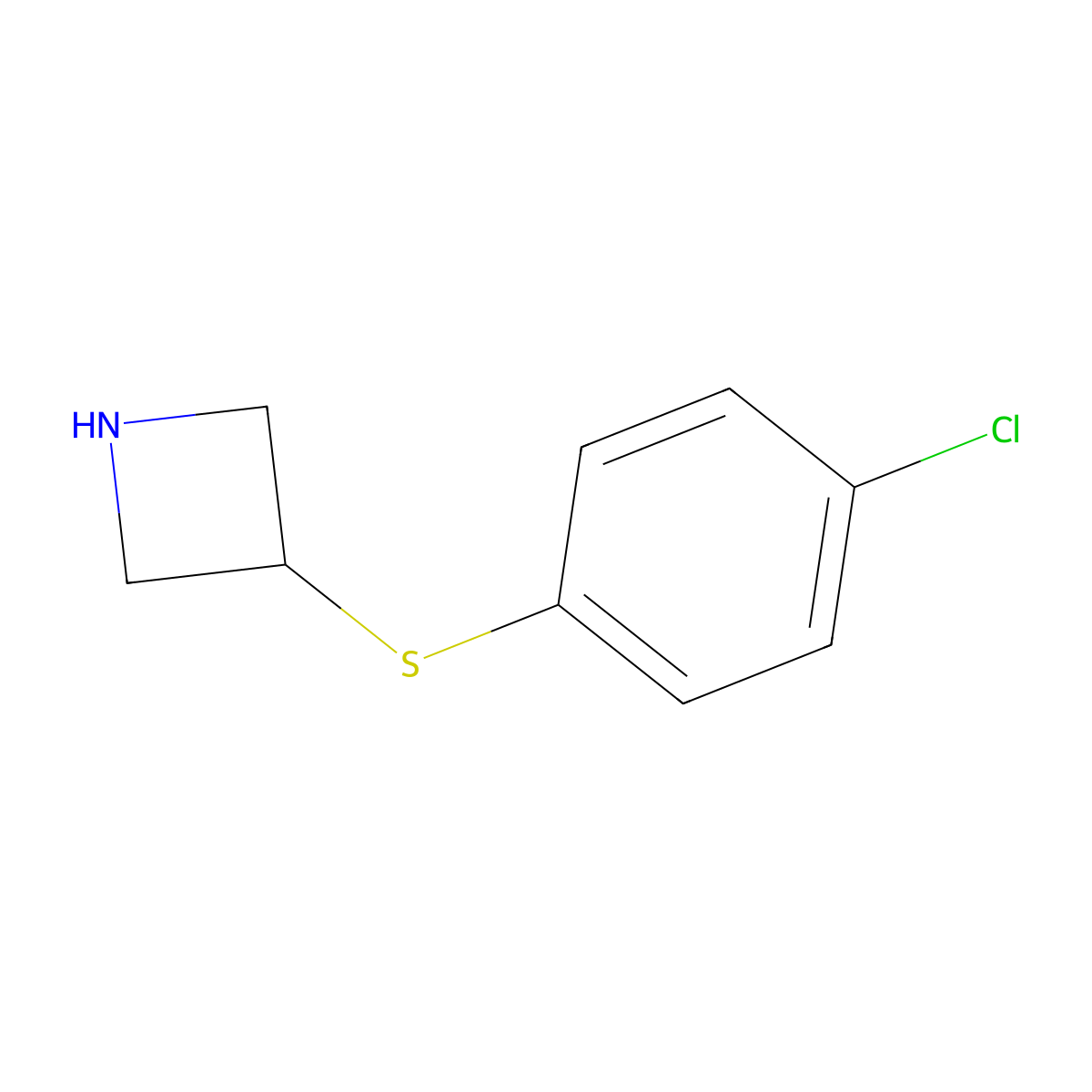 3-[(4-Chlorophenyl)sulfanyl]azetidine molecular structure, CAS 1340259-48-4