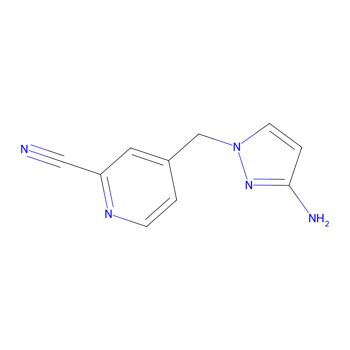 4-((3-Amino-1h-pyrazol-1-yl)methyl)picolinonitrile molecular structure, CAS 1340260-41-4
