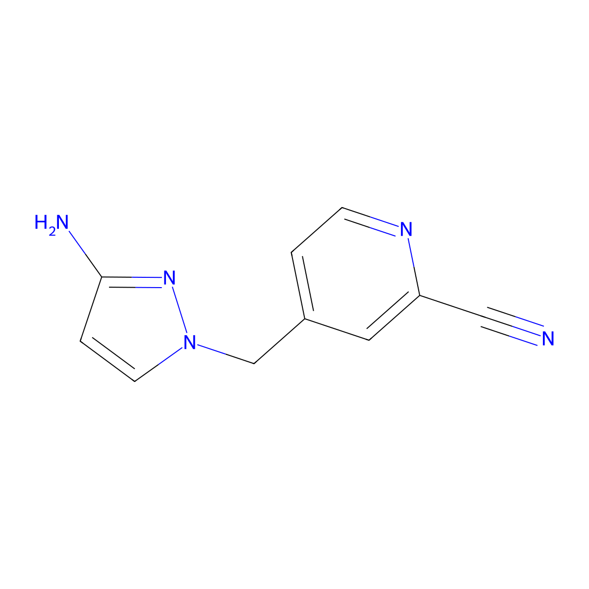 4-((3-Amino-1h-pyrazol-1-yl)methyl)picolinonitrile molecular structure, CAS 1340260-41-4