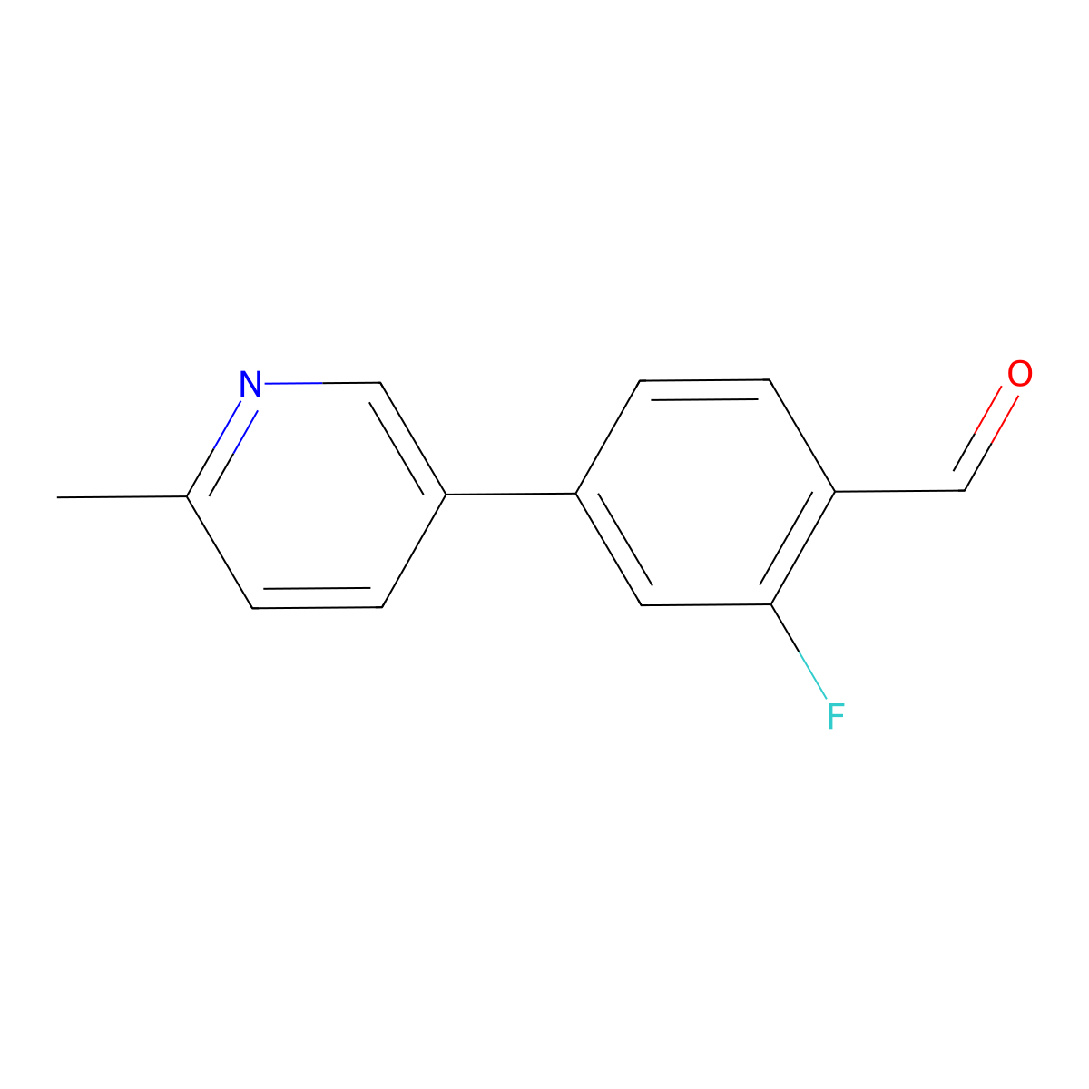 2-Fluoro-4-(6-methylpyridin-3-yl)benzaldehyde molecular structure, CAS 1340262-42-1