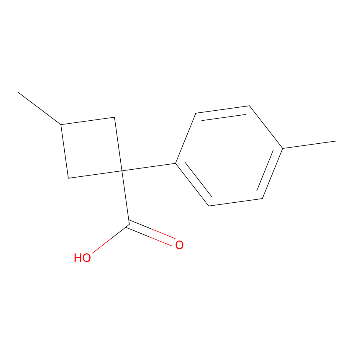 3-Methyl-1-(4-methylphenyl)cyclobutane-1-carboxylic acid molecular structure, CAS 1340266-39-8