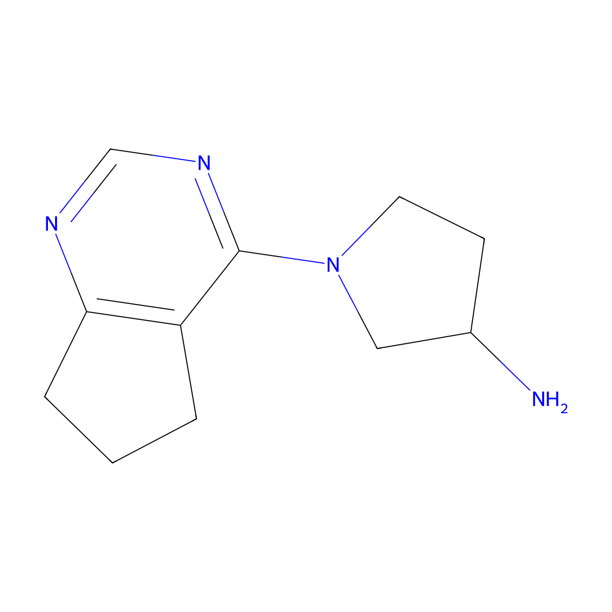 1-(6,7-dihydro-5H-cyclopenta[d]pyrimidin-4-yl)pyrrolidin-3-amine molecular structure, CAS 1340266-49-0