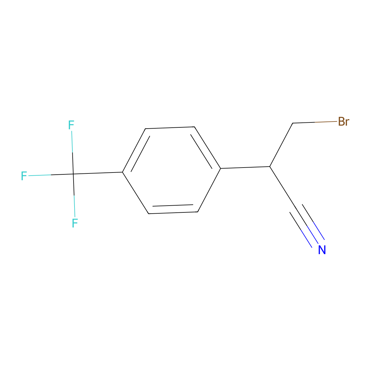 3-Bromo-2-[4-(trifluoromethyl)phenyl]propanenitrile molecular structure, CAS 1340267-20-0