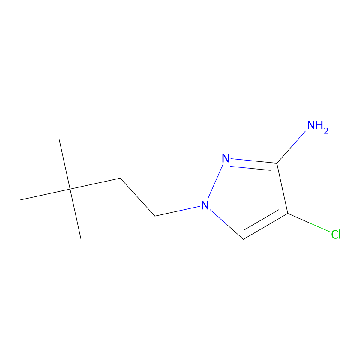 4-chloro-1-(3,3-dimethylbutyl)-1H-pyrazol-3-amine molecular structure, CAS 1340269-18-2