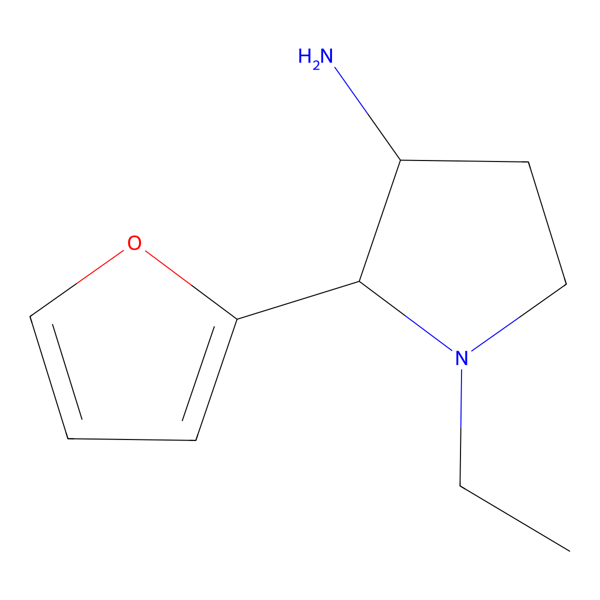 1-Ethyl-2-(furan-2-yl)pyrrolidin-3-amine molecular structure, CAS 1340269-29-5