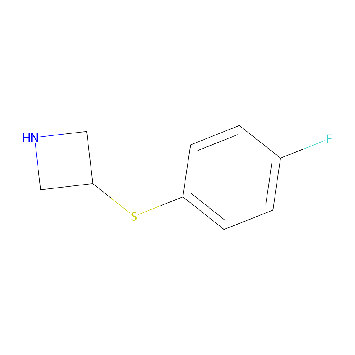 3-[(4-Fluorophenyl)sulfanyl]azetidine molecular structure, CAS 1340269-43-3
