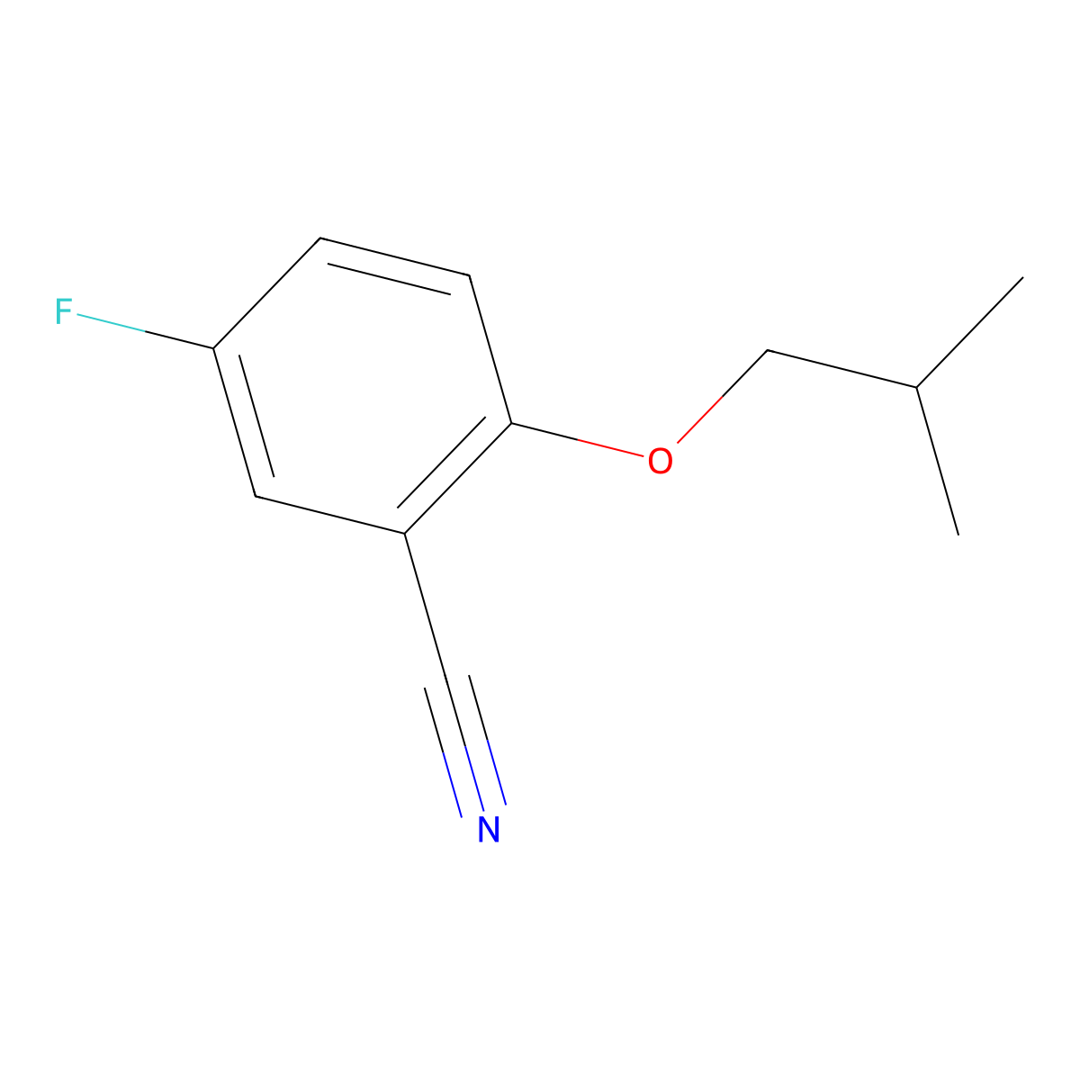 5-Fluoro-2-(2-methylpropoxy)benzonitrile molecular structure, CAS 1340270-09-8