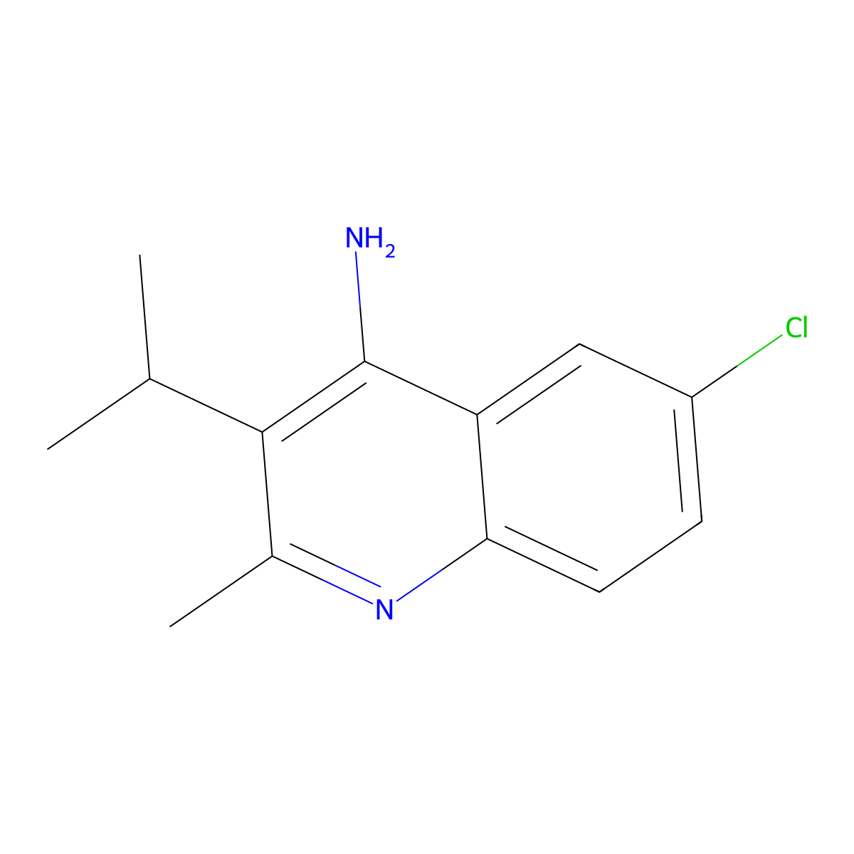 6-Chloro-3-isopropyl-2-methylquinolin-4-amine molecular structure, CAS 1340272-85-6
