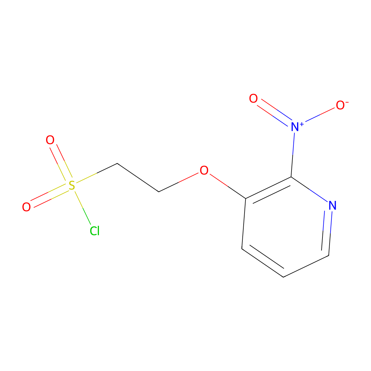 2-((2-Nitropyridin-3-yl)oxy)ethane-1-sulfonyl chloride molecular structure, CAS 1340273-53-1