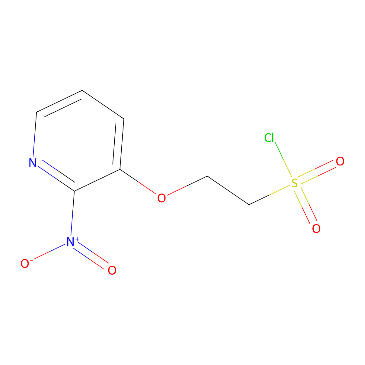 2-((2-Nitropyridin-3-yl)oxy)ethane-1-sulfonyl chloride molecular structure, CAS 1340273-53-1