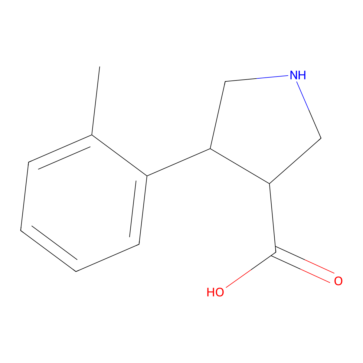 4-(2-Methylphenyl)pyrrolidine-3-carboxylic acid molecular structure, CAS 1340273-63-3
