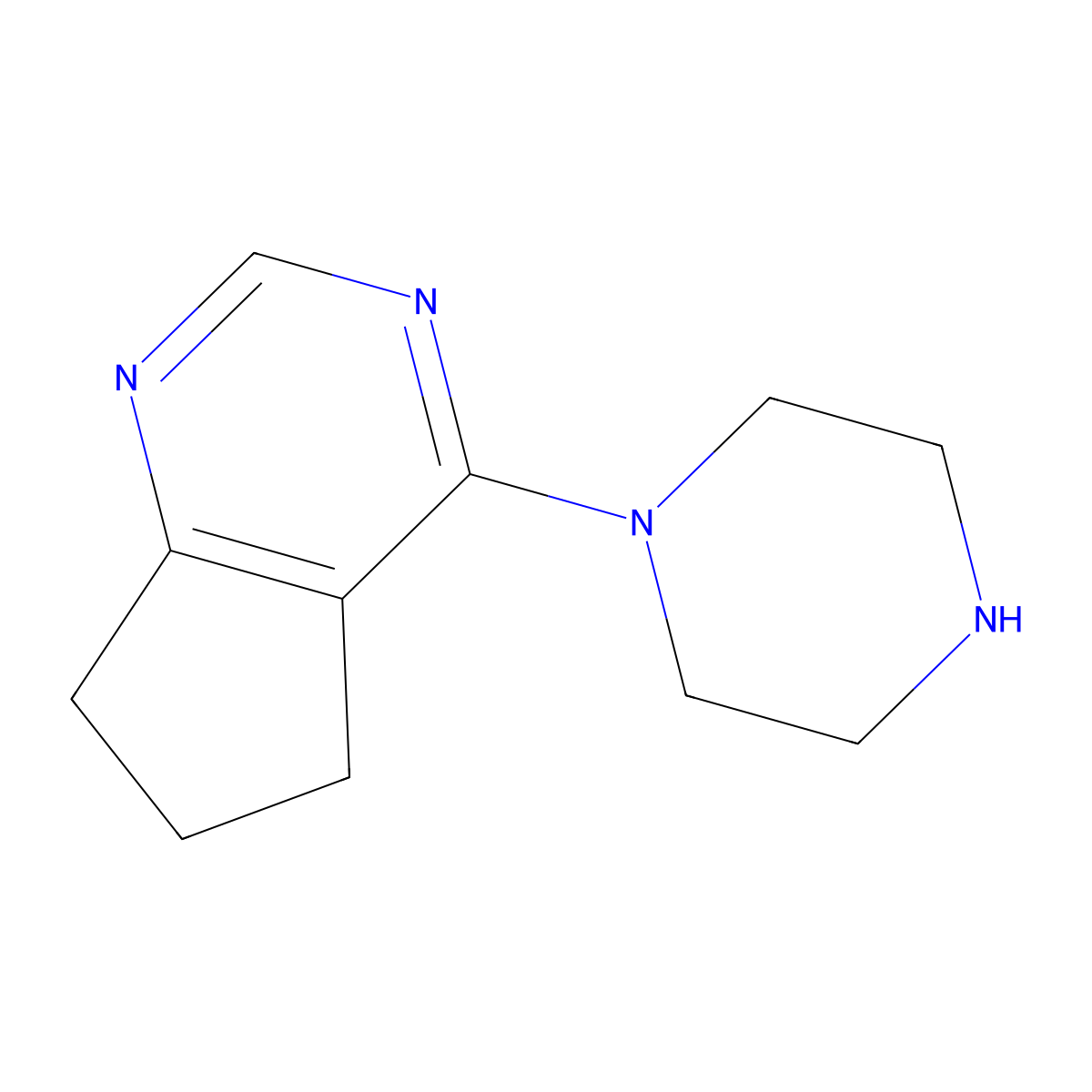 4-(Piperazin-1-yl)-6,7-dihydro-5H-cyclopenta[d]pyrimidine molecular structure, CAS 1340274-93-2