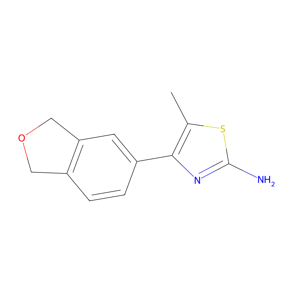 4-(1,3-Dihydro-2-benzofuran-5-yl)-5-methyl-1,3-thiazol-2-amine molecular structure, CAS 1340278-24-1