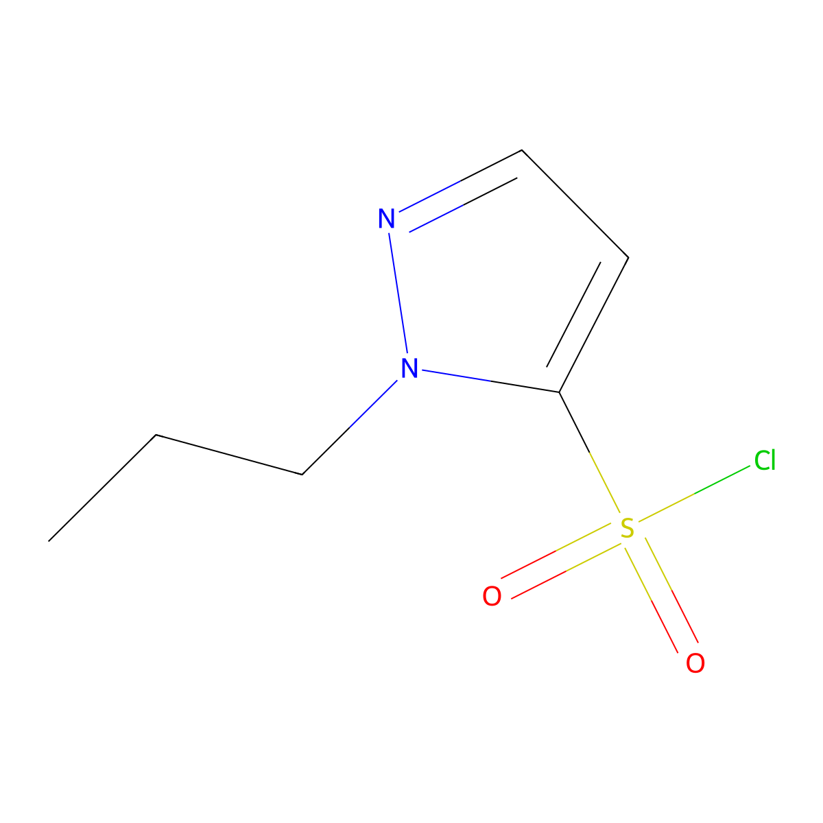 1-propyl-1H-pyrazole-5-sulfonyl chloride molecular structure, CAS 1340283-38-6
