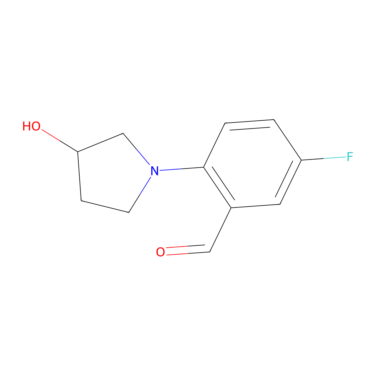 5-Fluoro-2-(3-hydroxypyrrolidin-1-yl)benzaldehyde molecular structure, CAS 1340285-71-3