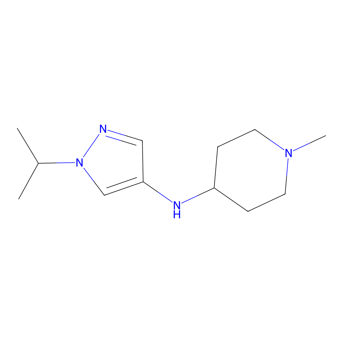 N-(1-isopropyl-1H-pyrazol-4-yl)-1-methylpiperidin-4-amine molecular structure, CAS 1340287-77-5