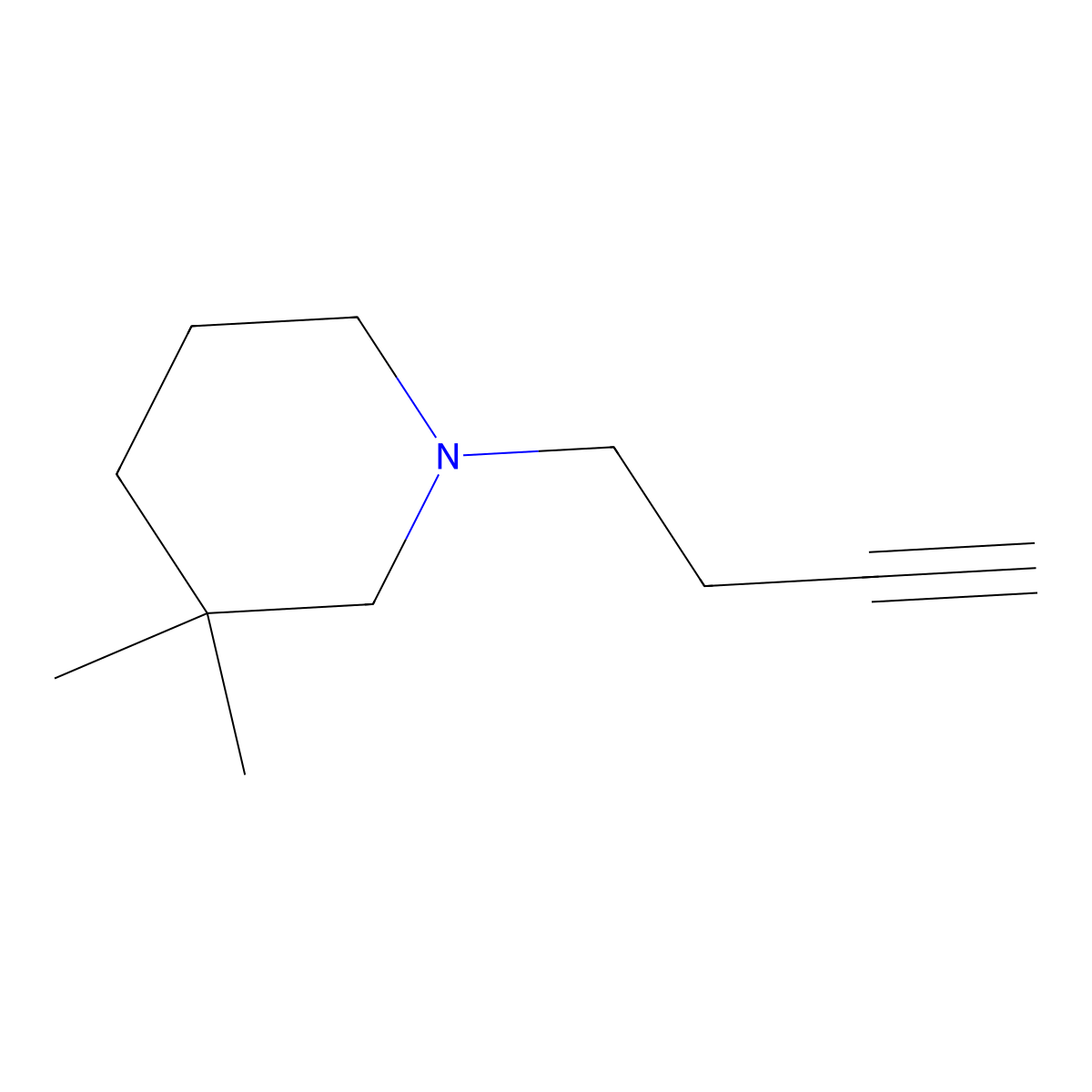 1-(But-3-yn-1-yl)-3,3-dimethylpiperidine molecular structure, CAS 1340290-03-0