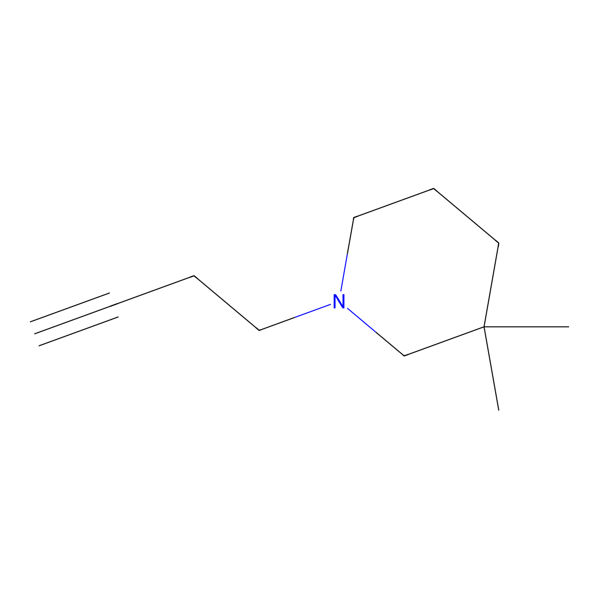 1-(But-3-yn-1-yl)-3,3-dimethylpiperidine molecular structure, CAS 1340290-03-0