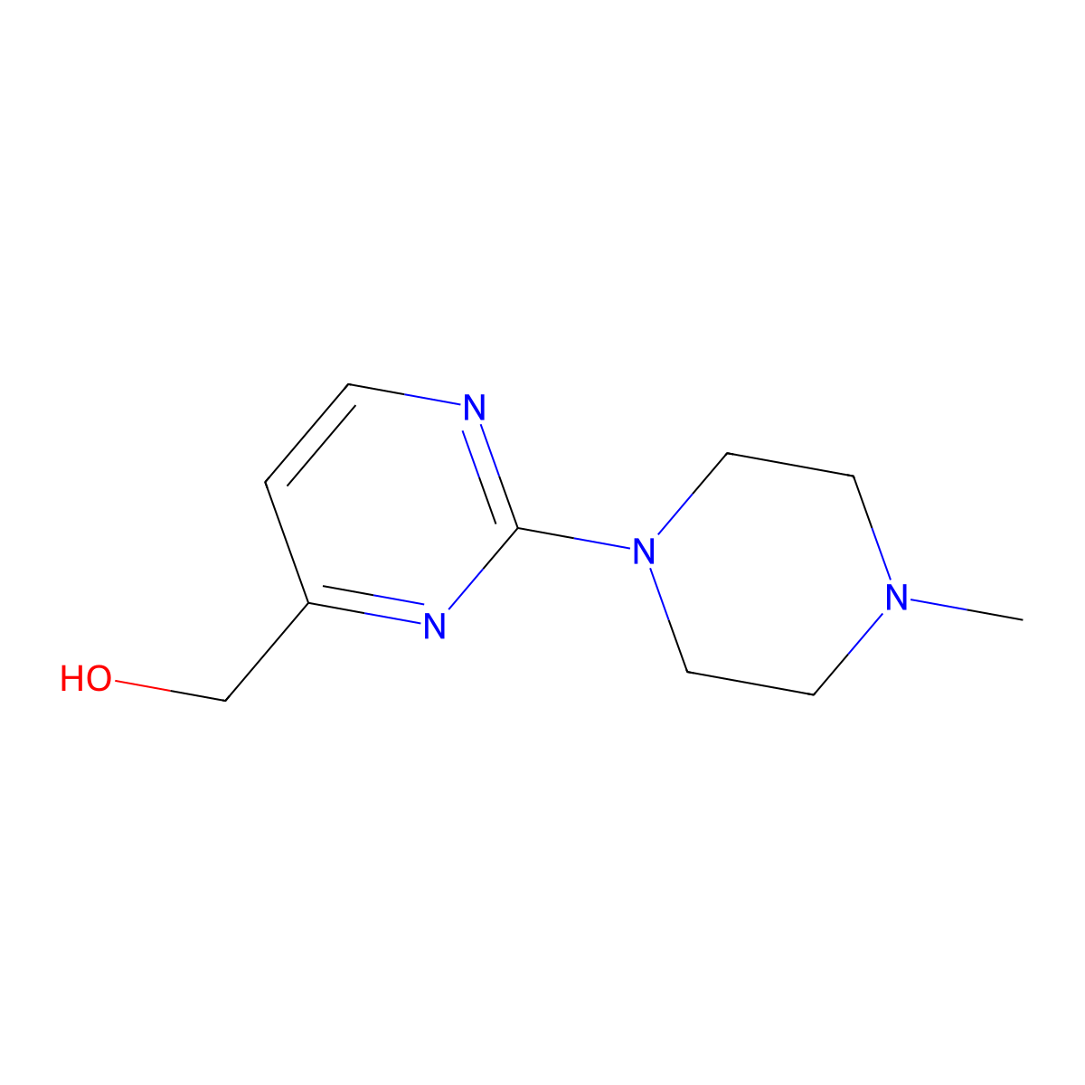 (2-(4-Methylpiperazin-1-yl)pyrimidin-4-yl)methanol molecular structure, CAS 1340290-42-7