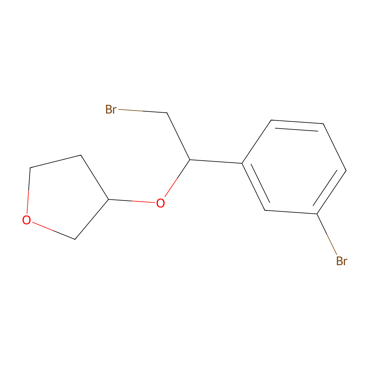 3-[2-Bromo-1-(3-bromophenyl)ethoxy]oxolane molecular structure, CAS 1340292-27-4