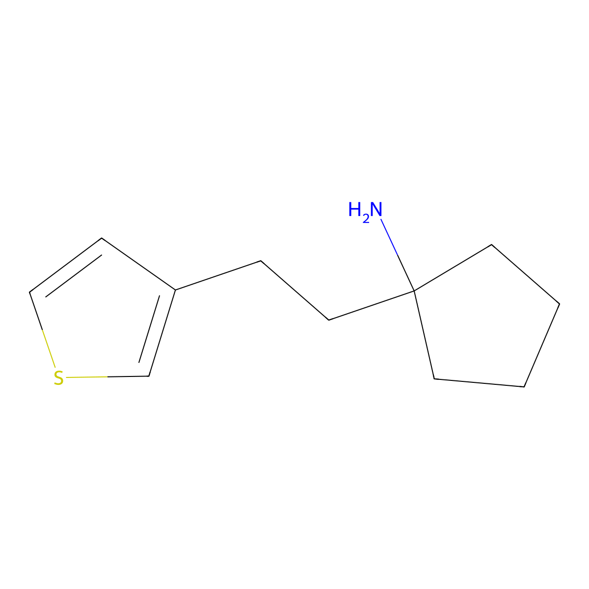 1-(2-(Thiophen-3-yl)ethyl)cyclopentan-1-amine molecular structure, CAS 1340293-60-8