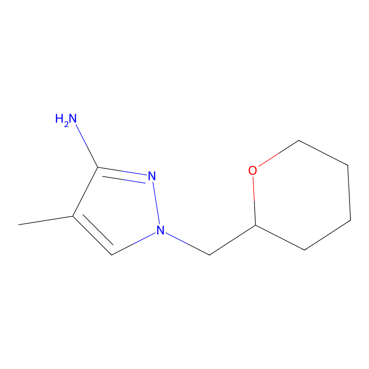 4-methyl-1-[(oxan-2-yl)methyl]-1H-pyrazol-3-amine molecular structure, CAS 1340295-40-0
