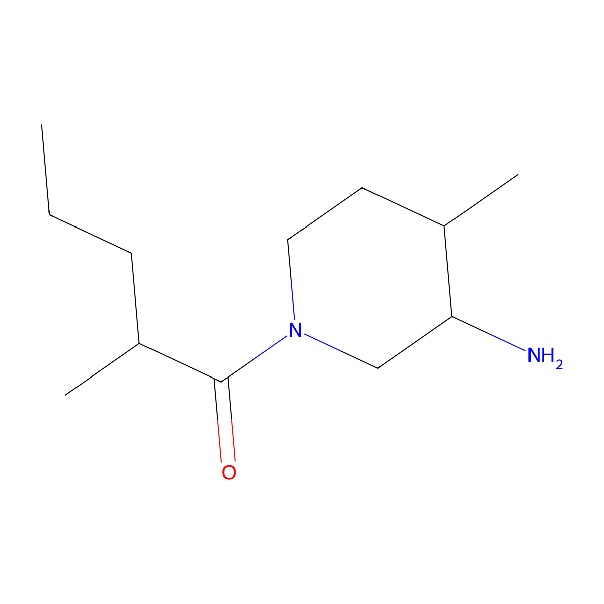 1-(3-Amino-4-methylpiperidin-1-yl)-2-methylpentan-1-one molecular structure, CAS 1340299-30-0