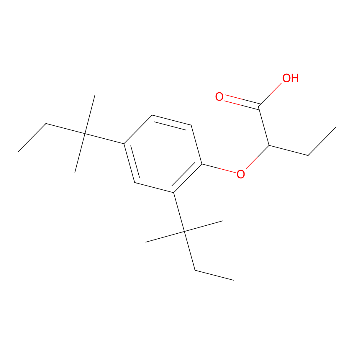 Butanoic acid, 2-(2,4-bis(1,1-dimethylpropyl)phenoxy)- molecular structure, CAS 13403-01-5