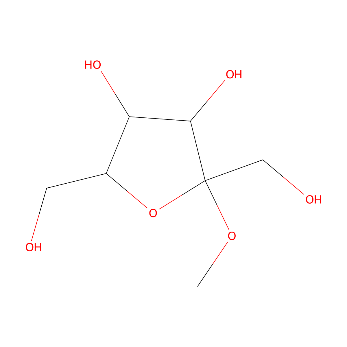 beta-D-Fructofuranoside, methyl molecular structure, CAS 13403-14-0