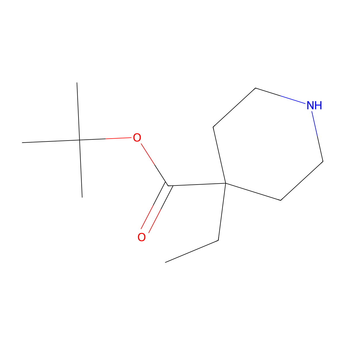 Tert-butyl 4-ethylpiperidine-4-carboxylate molecular structure, CAS 1340301-26-9