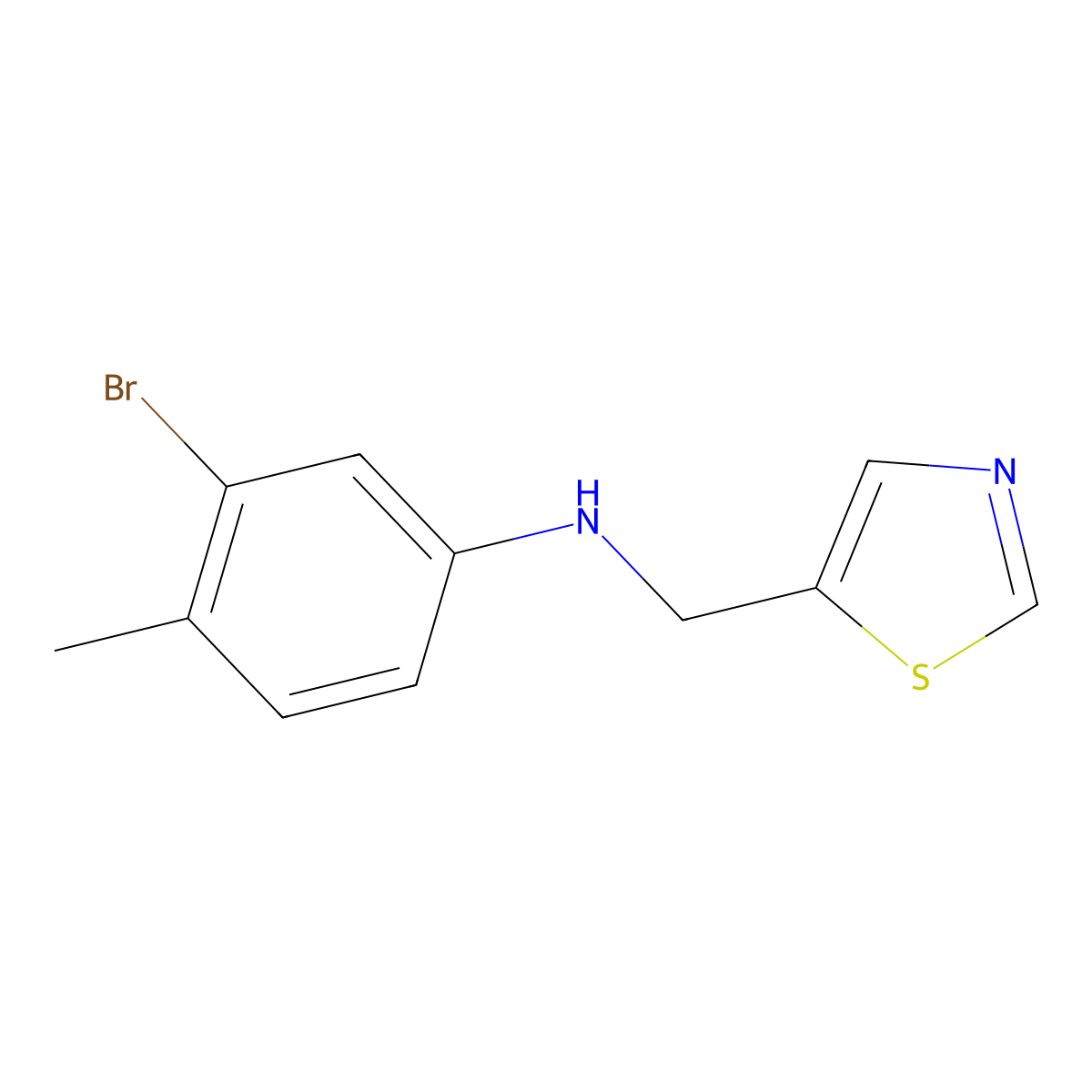 3-Bromo-4-methyl-N-(thiazol-5-ylmethyl)aniline molecular structure, CAS 1340303-76-5