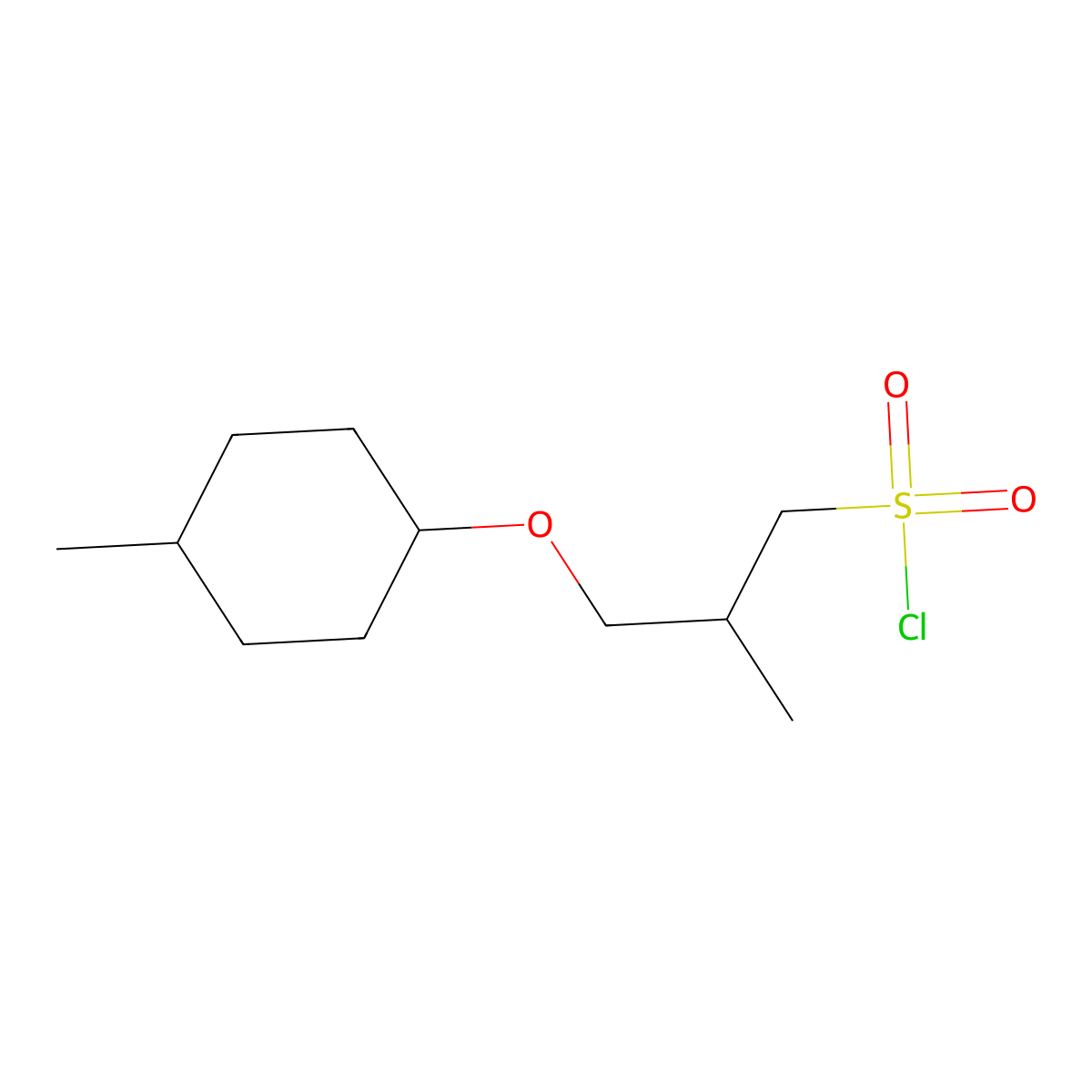 2-Methyl-3-((4-methylcyclohexyl)oxy)propane-1-sulfonyl chloride molecular structure, CAS 1340307-45-0