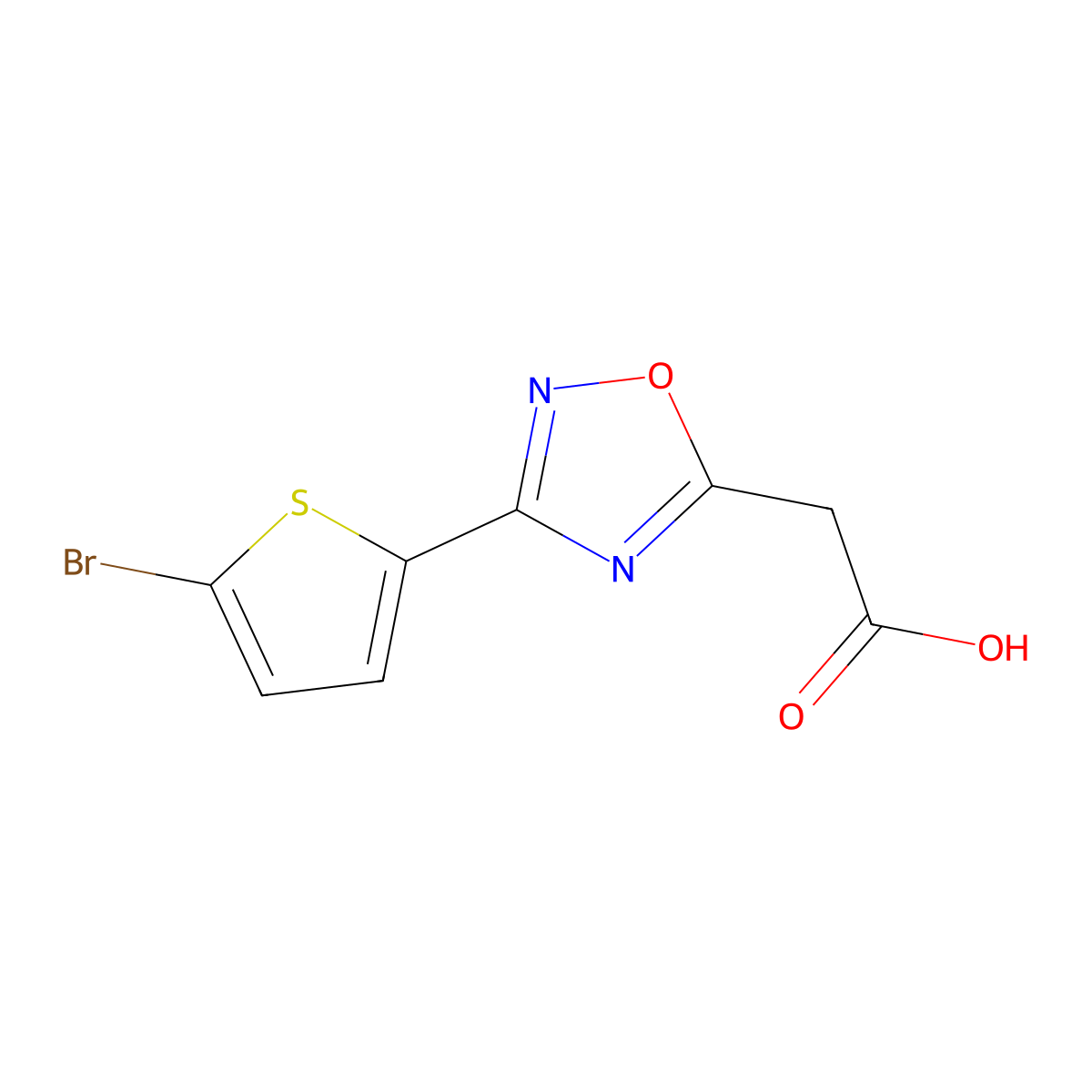 2-[3-(5-Bromothiophen-2-yl)-1,2,4-oxadiazol-5-yl]acetic acid molecular structure, CAS 1340308-50-0