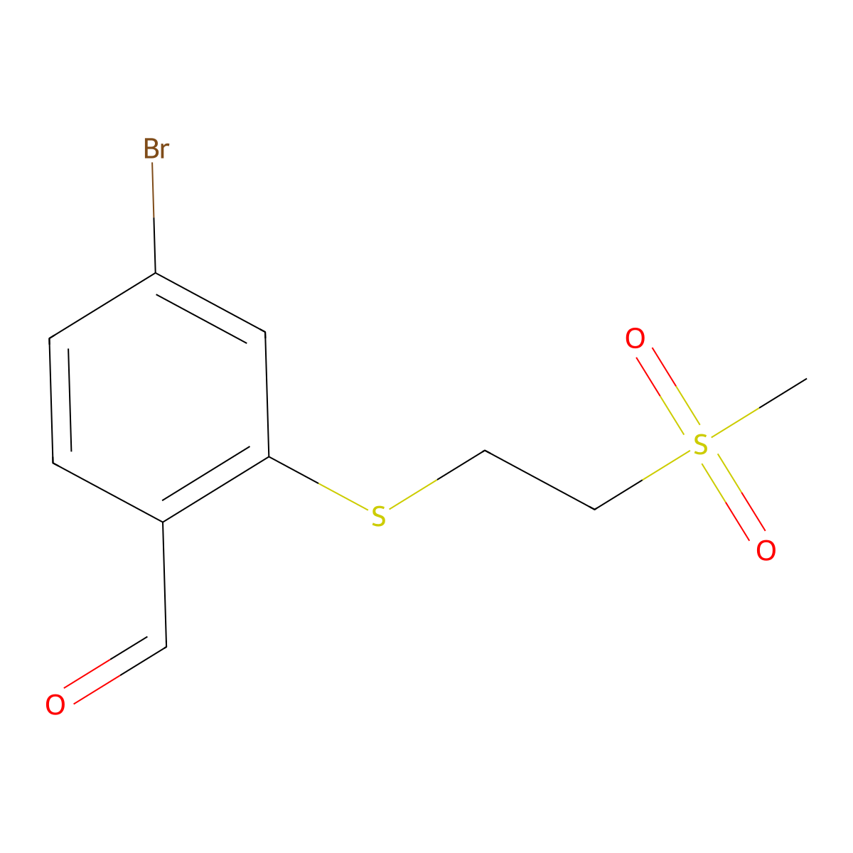 4-Bromo-2-[(2-methanesulfonylethyl)sulfanyl]benzaldehyde molecular structure, CAS 1340309-17-2