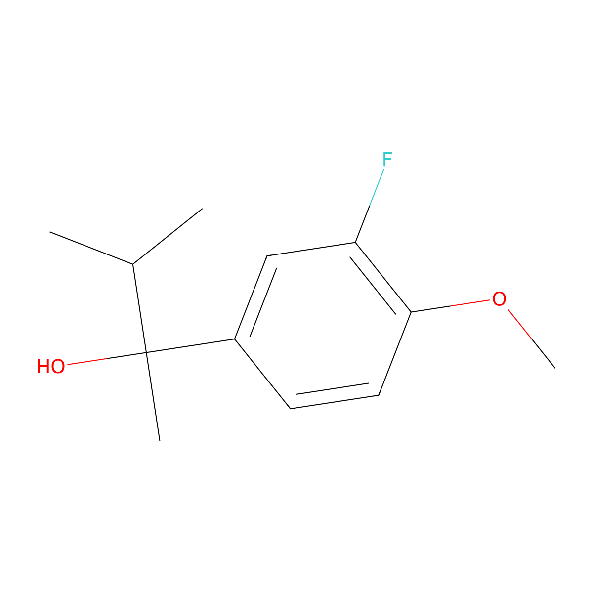 2-(3-Fluoro-4-methoxyphenyl)-3-methyl-butan-2-ol molecular structure, CAS 1340309-40-1