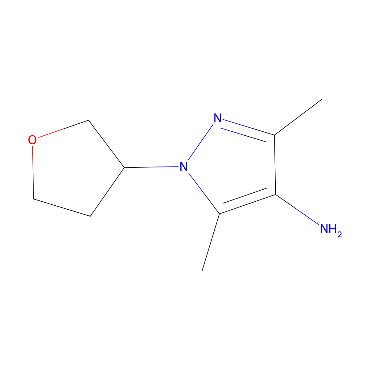 3,5-Dimethyl-1-(oxolan-3-YL)-1H-pyrazol-4-amine molecular structure, CAS 1340310-95-3