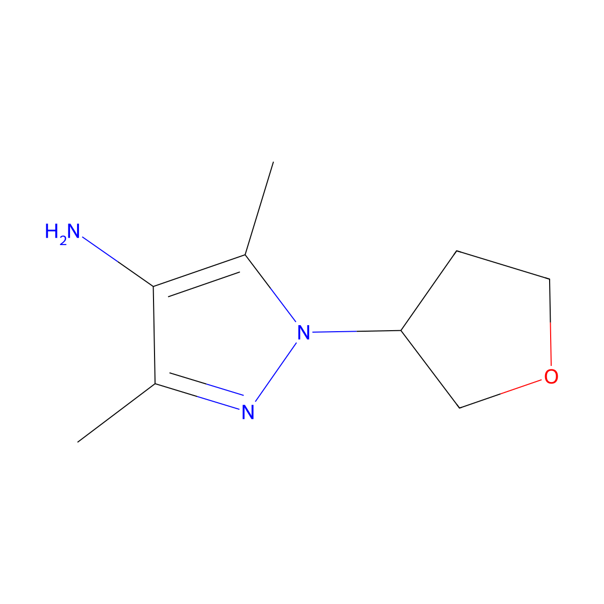 3,5-Dimethyl-1-(oxolan-3-YL)-1H-pyrazol-4-amine molecular structure, CAS 1340310-95-3