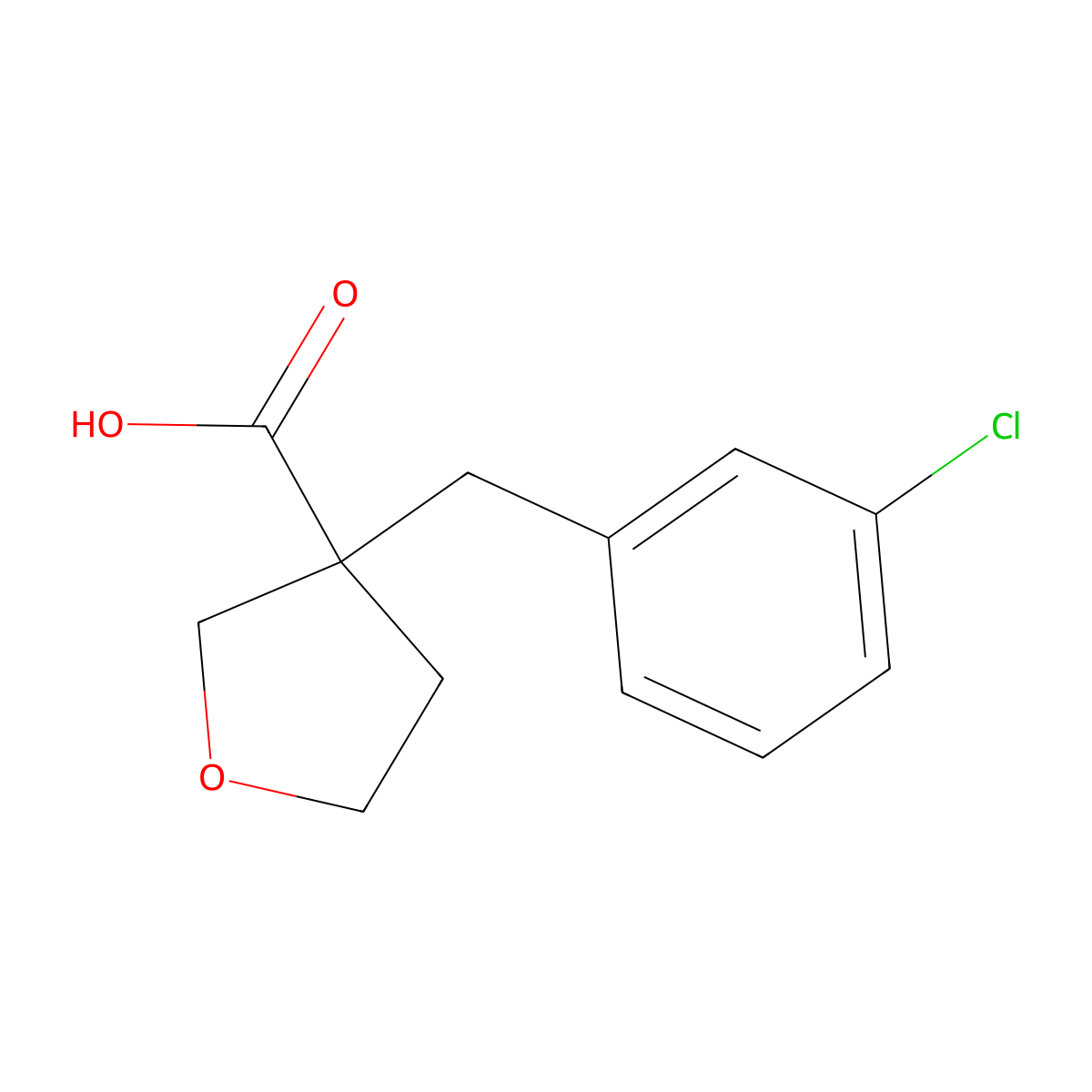 3-[(3-Chlorophenyl)methyl]oxolane-3-carboxylic acid molecular structure, CAS 1340313-20-3