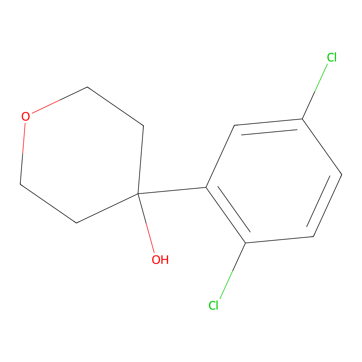 4-(2,5-dichlorophenyl)tetrahydro-2H-pyran-4-ol molecular structure, CAS 1340313-62-3