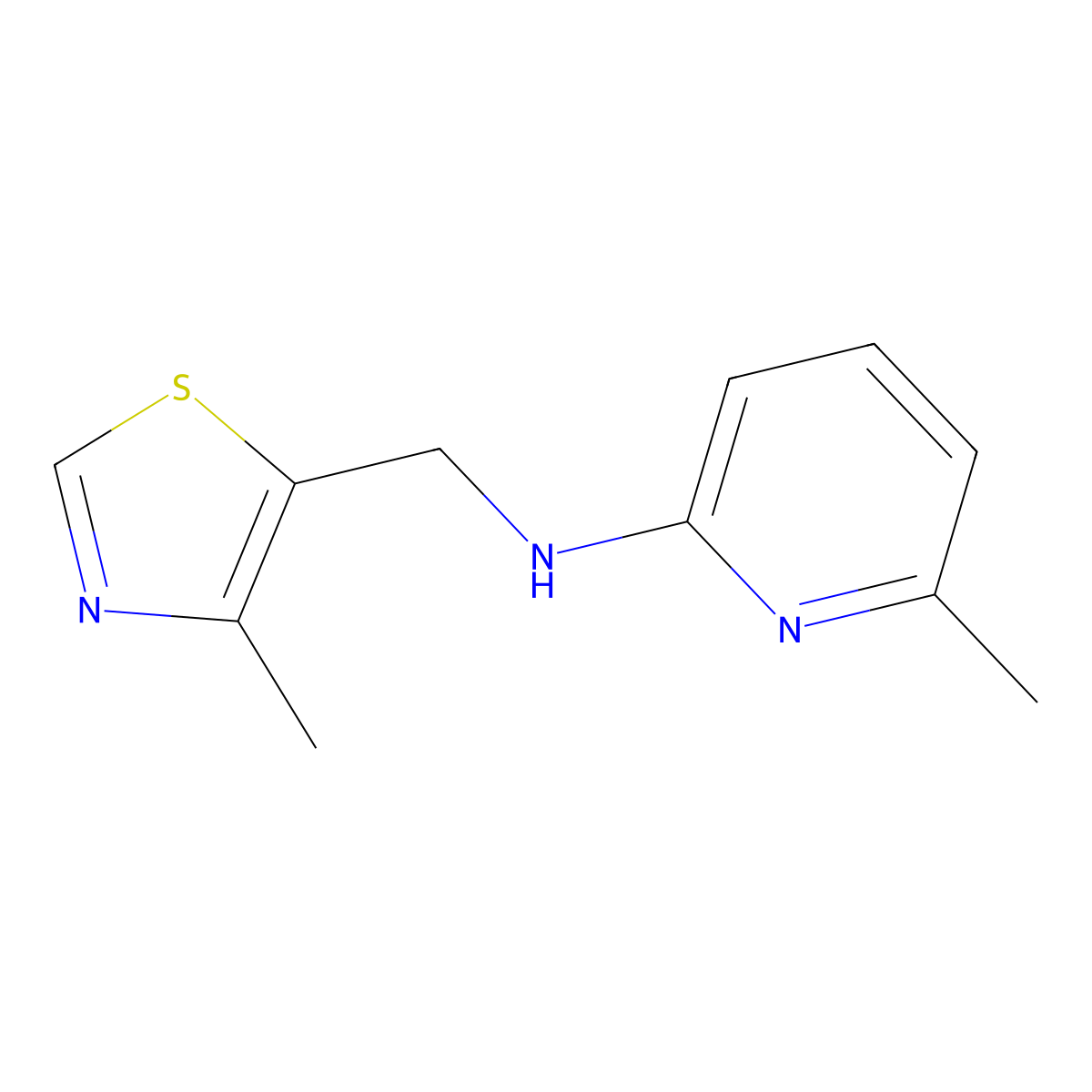 6-methyl-N-[(4-methyl-1,3-thiazol-5-yl)methyl]pyridin-2-amine molecular structure, CAS 1340316-14-4