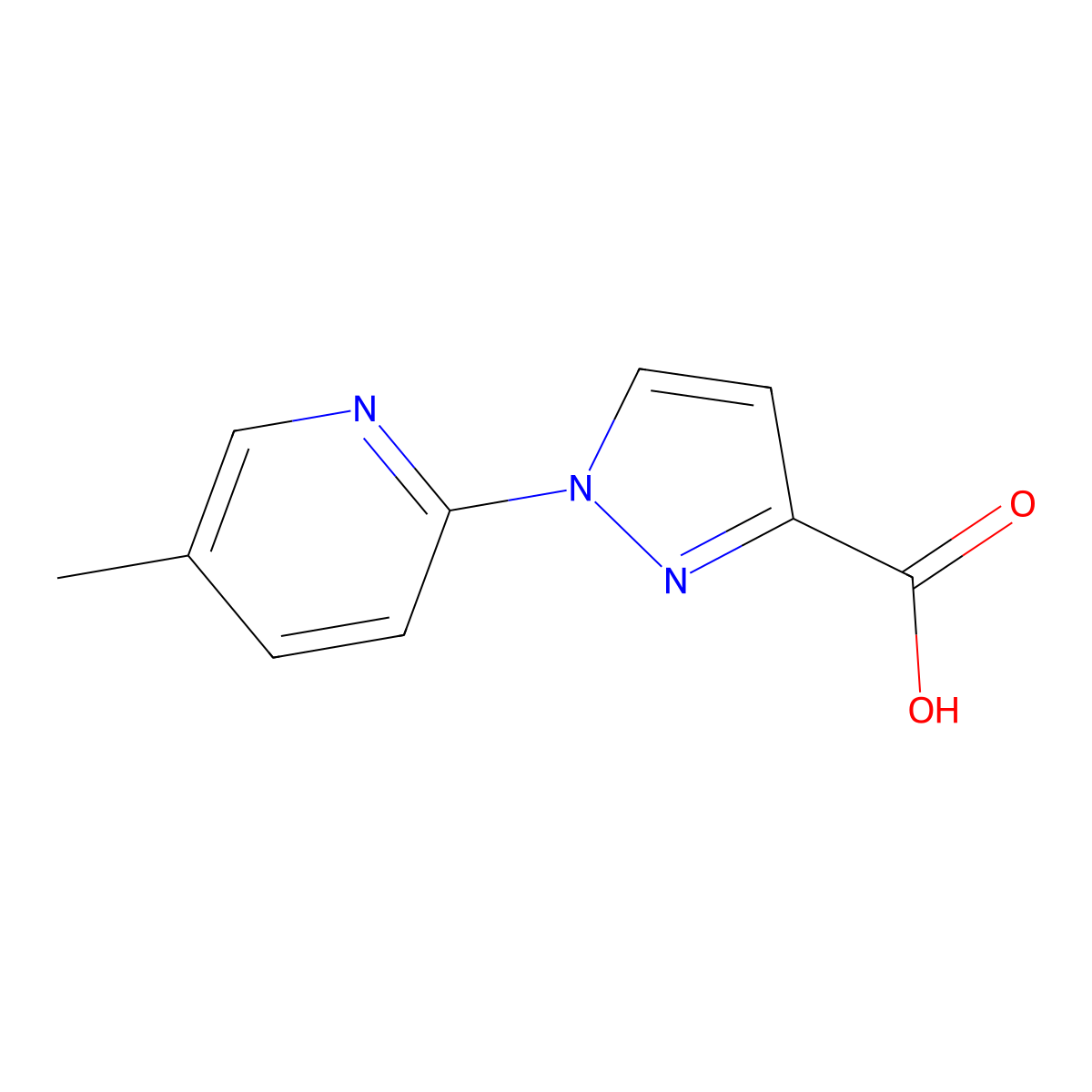 1-(5-methylpyridin-2-yl)-1H-pyrazole-3-carboxylic acid molecular structure, CAS 1340318-33-3