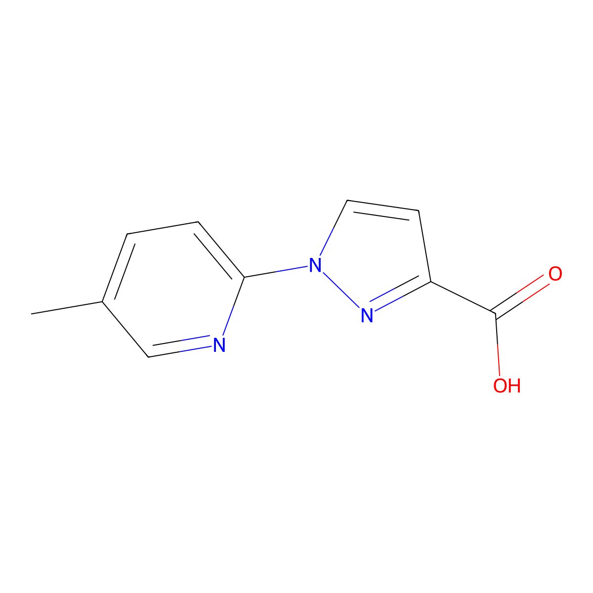 1-(5-methylpyridin-2-yl)-1H-pyrazole-3-carboxylic acid molecular structure, CAS 1340318-33-3