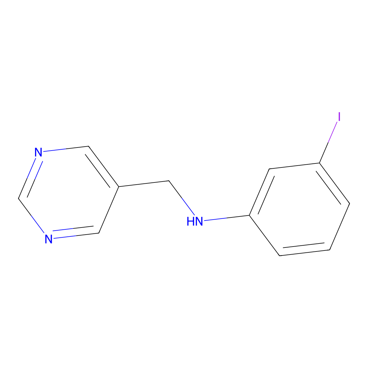 3-iodo-N-(pyrimidin-5-ylmethyl)aniline molecular structure, CAS 1340319-03-0