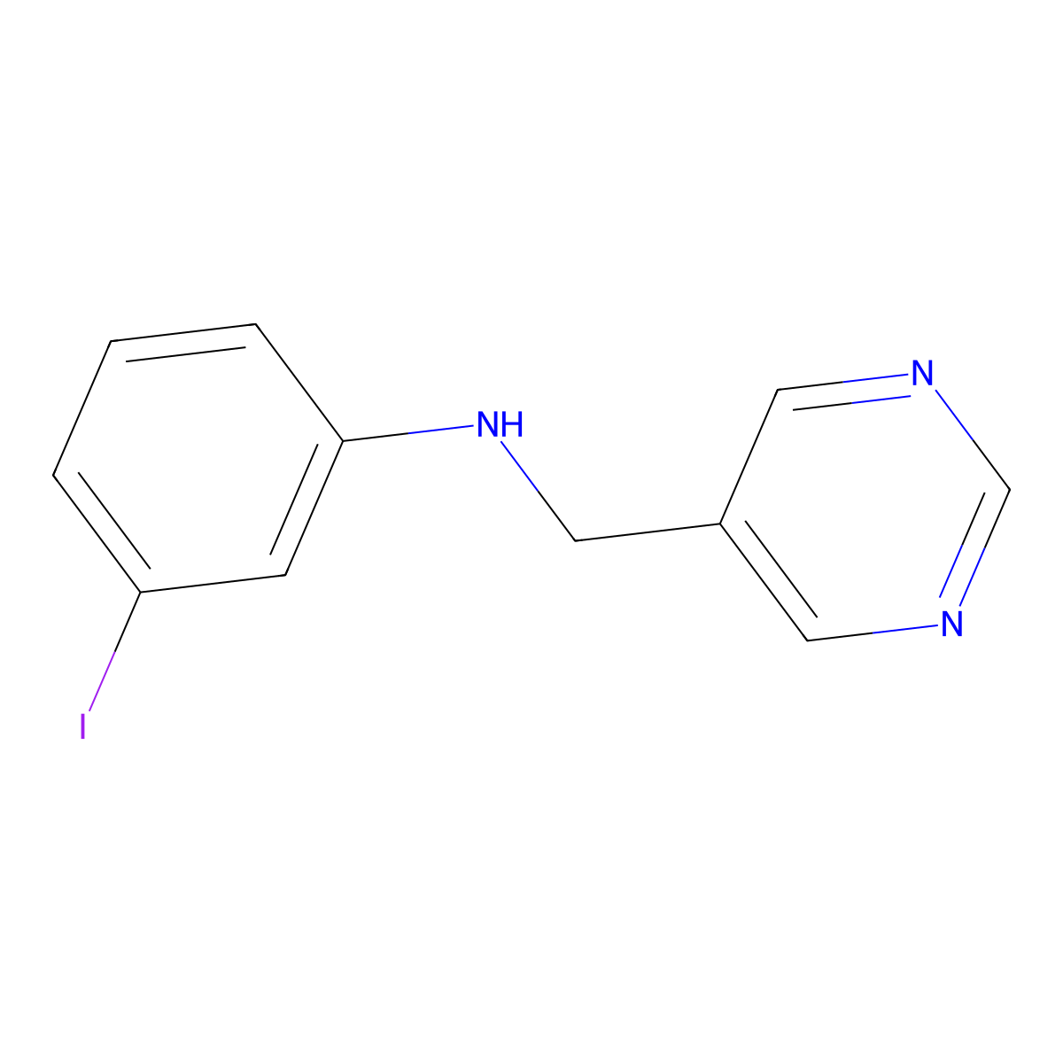 3-iodo-N-(pyrimidin-5-ylmethyl)aniline molecular structure, CAS 1340319-03-0