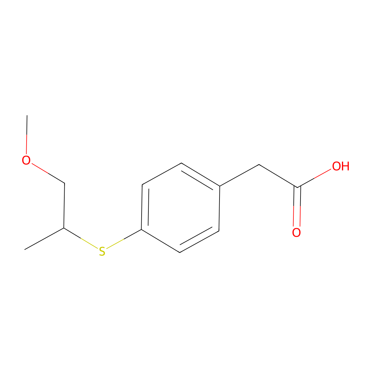 2-{4-[(1-Methoxypropan-2-yl)sulfanyl]phenyl}acetic acid molecular structure, CAS 1340319-61-0