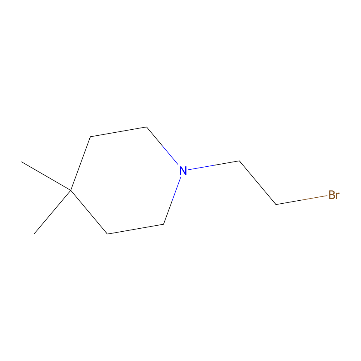 Piperidine, 1-(2-bromoethyl)-4,4-dimethyl- molecular structure, CAS 1340321-64-3