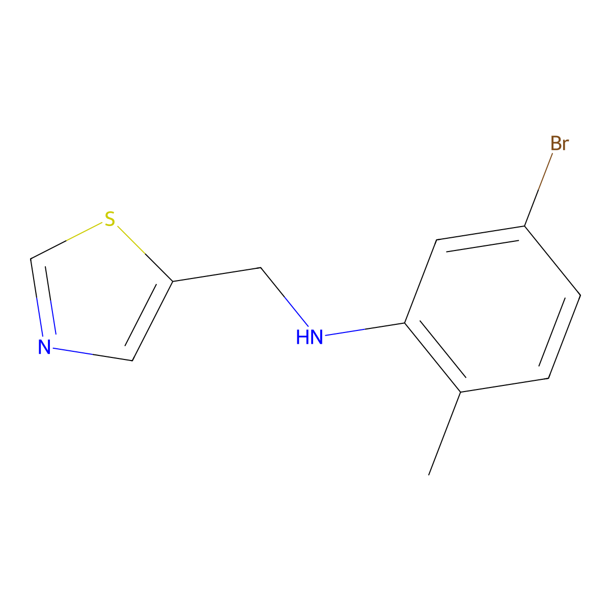 5-Bromo-2-methyl-N-(thiazol-5-ylmethyl)aniline molecular structure, CAS 1340322-08-8