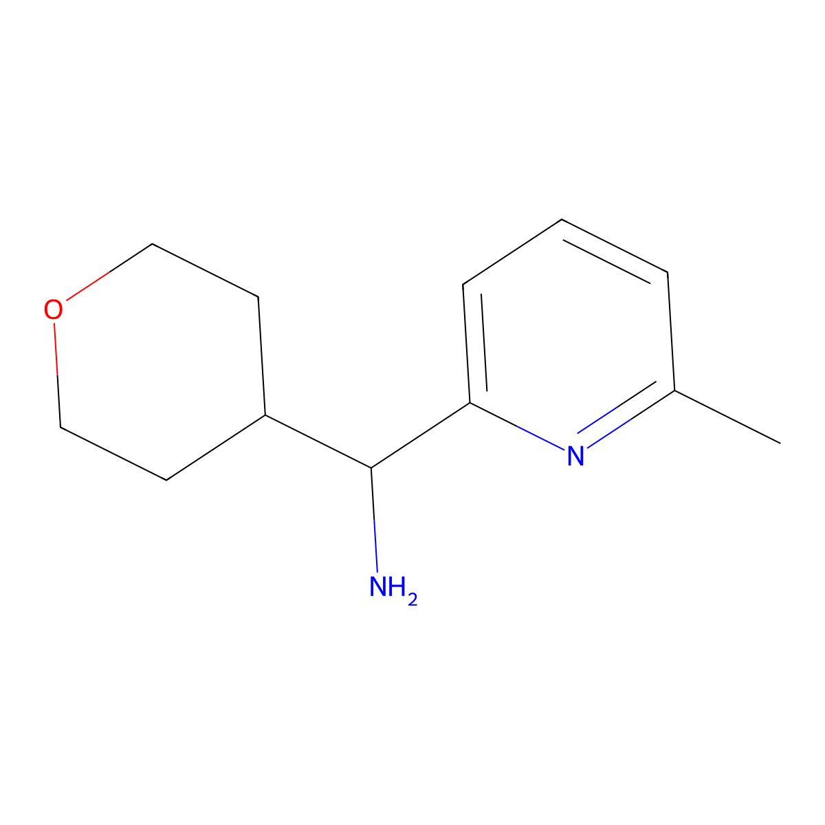 (6-Methylpyridin-2-yl)(tetrahydro-2H-pyran-4-yl)methanamine molecular structure, CAS 1340323-85-4